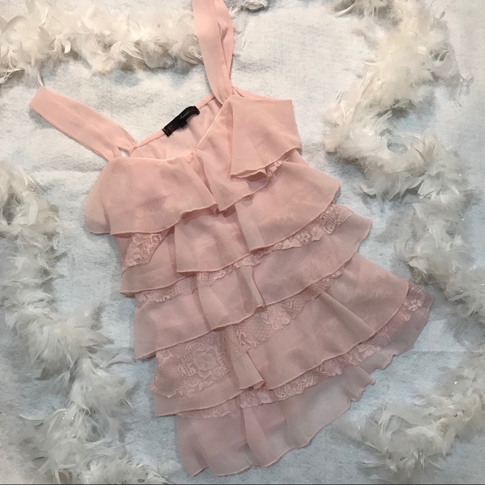 Sheer Pink Lace Tank